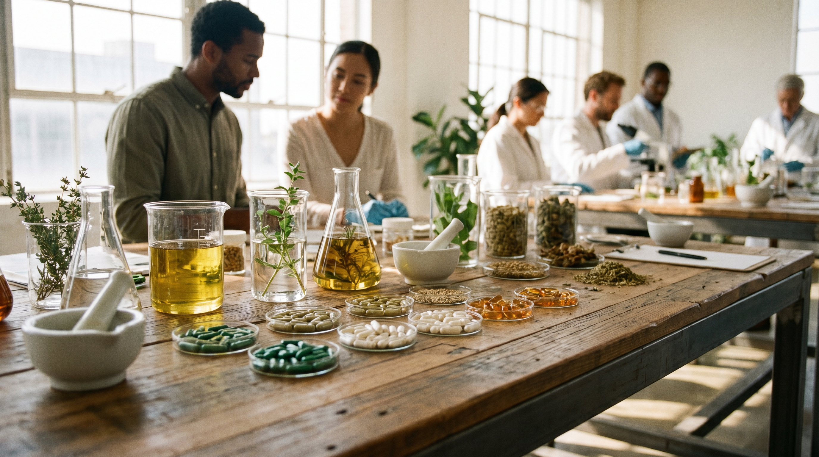 Supplement Industry Daily Briefing May 2026 - Editorial workspace with dietary supplement capsules and botanical ingredients
