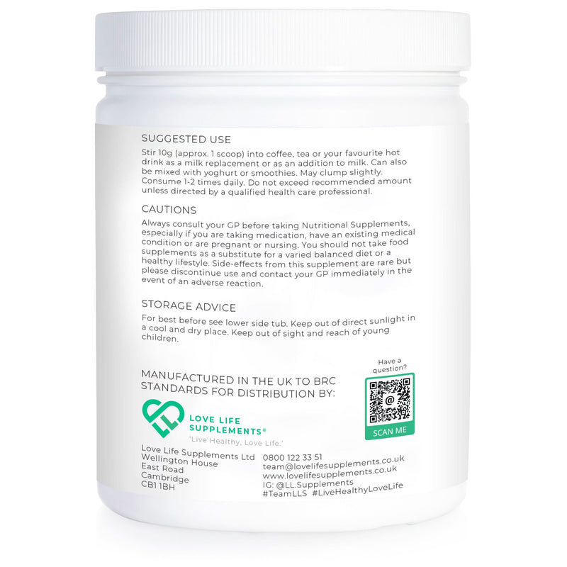 Coconut MCT powder Supplement container with label text on a white background