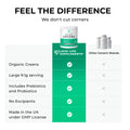 Comparison chart of Love Life Supplements Organic Greens with other generic brands on a white background.