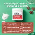 electrolytes Container of Ultimate Electrolytes with ingredients on a green background