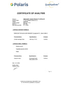 vegan omega Certificate of Analysis for a product with Polaris and Qualitysilver branding.