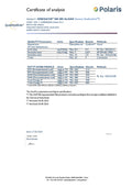 vegan omega Certificate of analysis for a product with Polaris branding on a white background