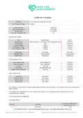 Certificate of Analysis for LOVE LIFE Supplements creapure creatine product, showing detailed specifications and test results.