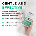 magnesium glycinate Hand holding a bottle of magnesium supplement with product details on a white background