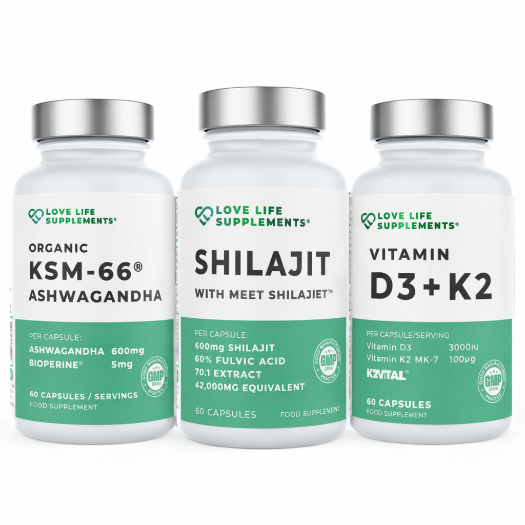 Three supplement bottles labeled &