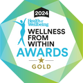 2024 Health & Wellbeing Wellness From Within Awards Gold logo with geometric design