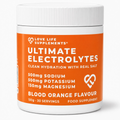Container of Love Life Supplements Ultimate Electrolytes Blood Orange flavour on a white background